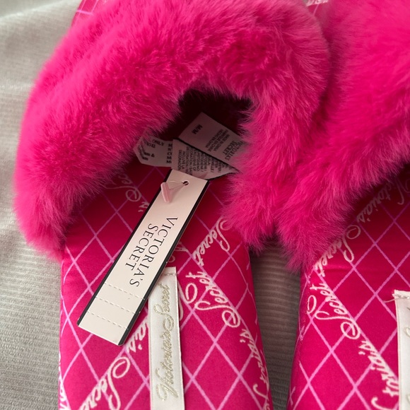 Victorias Secret Hot Pink Satin Slippers - Picture 5 of 5